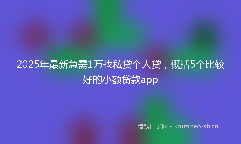 2025年最新急需1万找私贷个人贷，概括5个比较好的小额贷款app