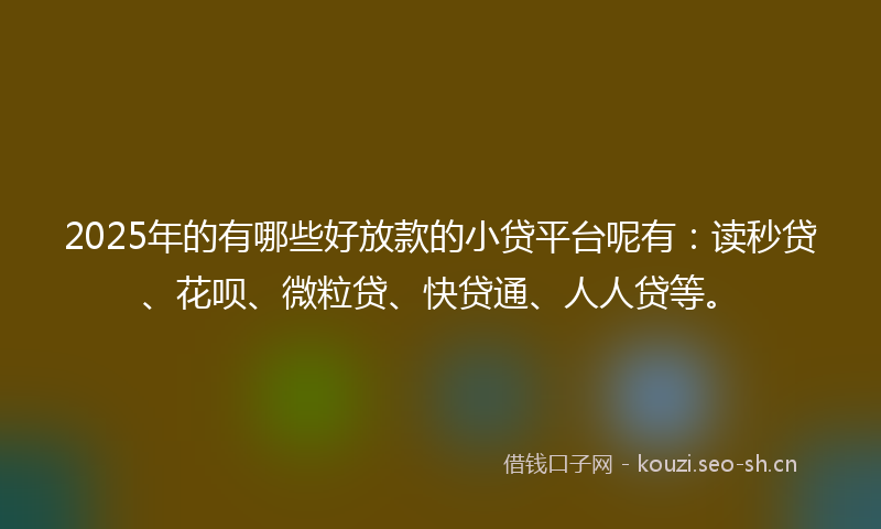 2025年的有哪些好放款的小贷平台呢有：读秒贷、花呗、微粒贷、快贷通、人人贷等。