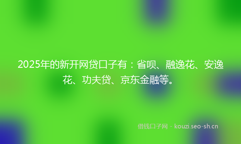 2025年的新开网贷口子有：省呗、融逸花、安逸花、功夫贷、京东金融等。