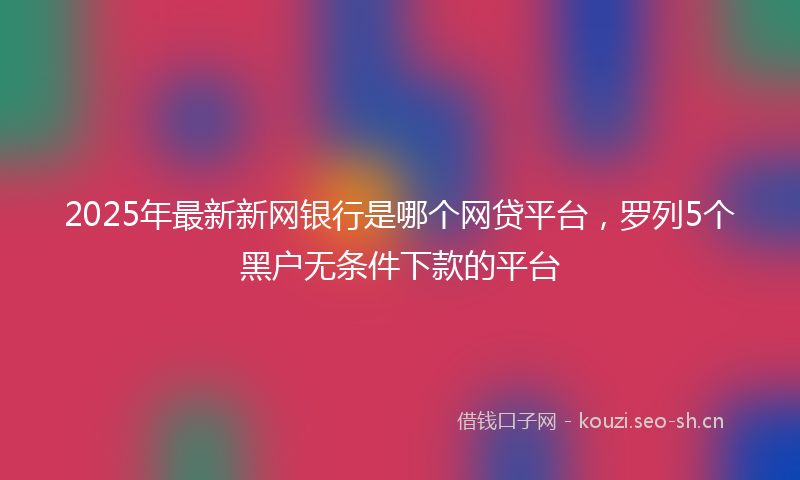 2025年最新新网银行是哪个网贷平台，罗列5个黑户无条件下款的平台