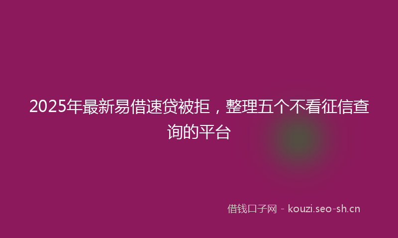 2025年最新易借速贷被拒，整理五个不看征信查询的平台