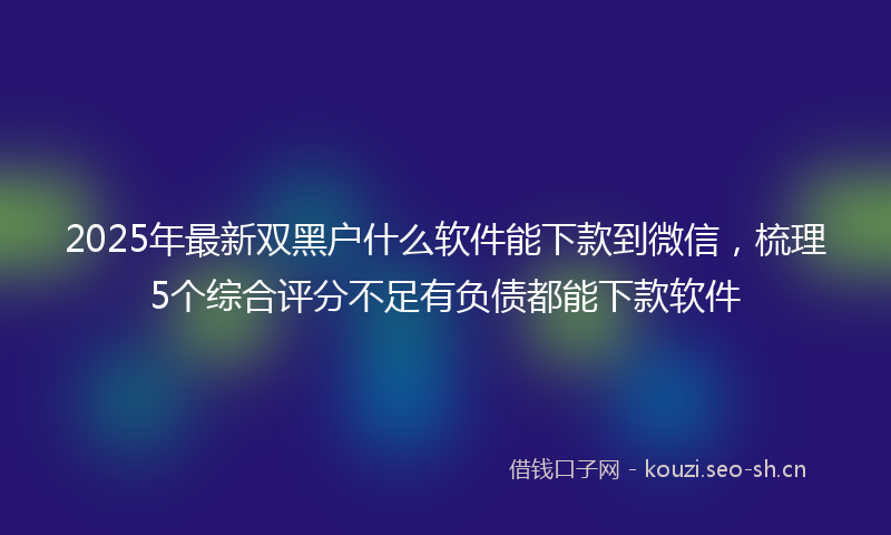 2025年最新双黑户什么软件能下款到微信,梳理5个综合评分不足有负债都能下款软件