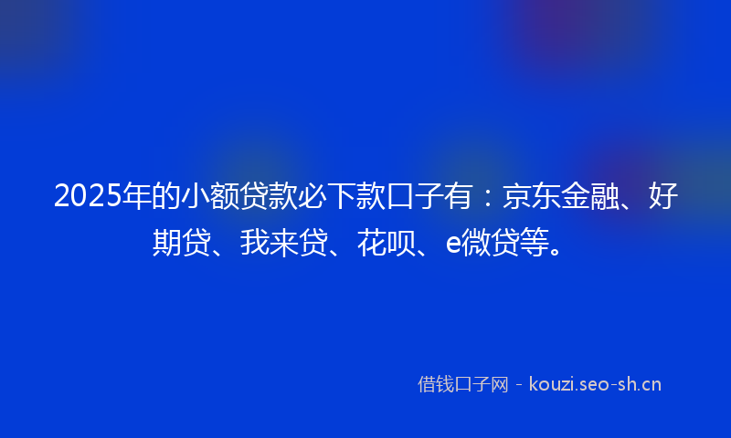 2025年的小额贷款必下款口子有：京东金融、好期贷、我来贷、花呗、e微贷等。