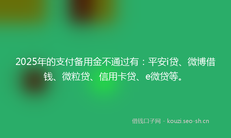 2025年的支付备用金不通过有：平安i贷、微博借钱、微粒贷、信用卡贷、e微贷等。