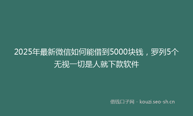 2025年最新微信如何能借到5000块钱，罗列5个无视一切是人就下款软件
