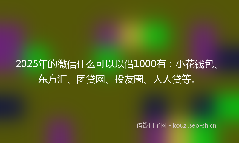 2025年的微信什么可以以借1000有：小花钱包、东方汇、团贷网、投友圈、人人贷等。