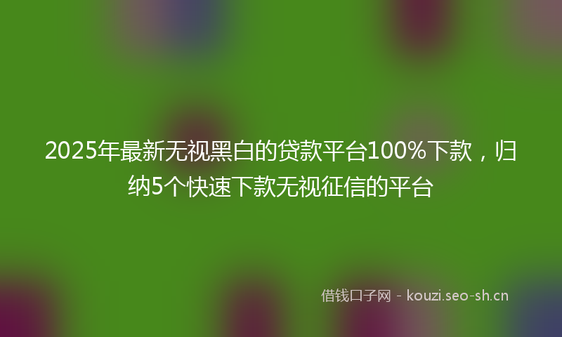 2025年最新无视黑白的贷款平台100%下款，归纳5个快速下款无视征信的平台