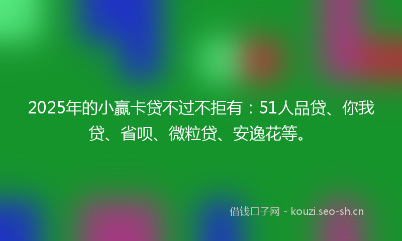 2025年的小赢卡贷不过不拒有：51人品贷、你我贷、省呗、微粒贷、安逸花等。