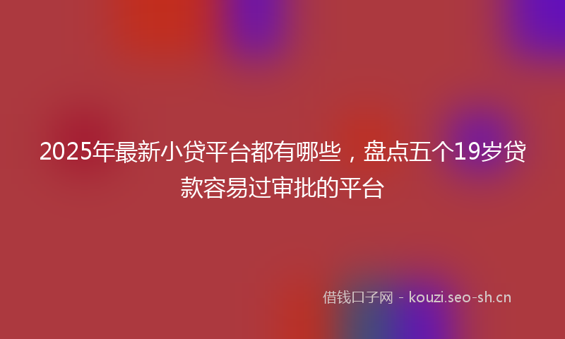 2025年最新小贷平台都有哪些，盘点五个19岁贷款容易过审批的平台