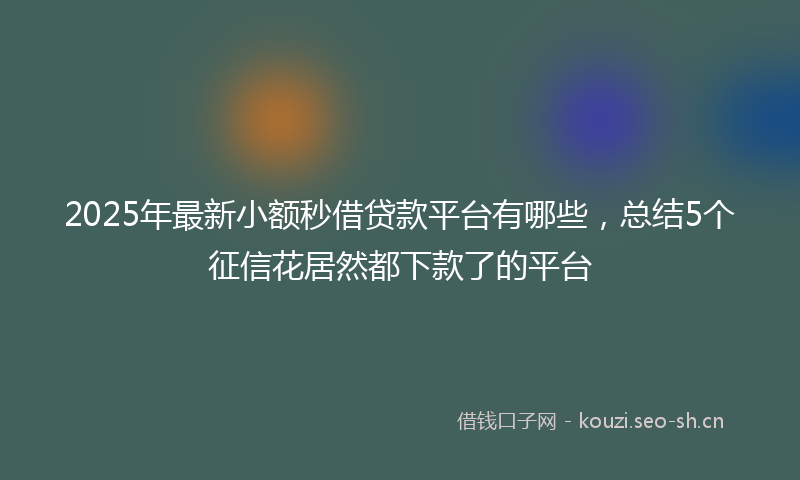 2025年最新小额秒借贷款平台有哪些，总结5个征信花居然都下款了的平台