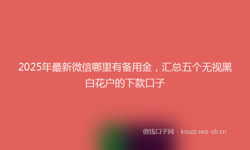 2025年最新微信哪里有备用金，汇总五个无视黑白花户的下款口子