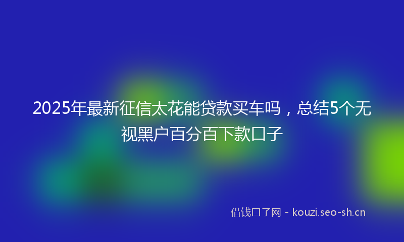 2025年最新征信太花能贷款买车吗，总结5个无视黑户百分百下款口子