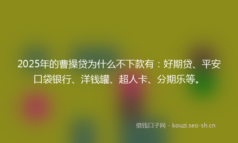 2025年的曹操贷为什么不下款有：好期贷、平安口袋银行、洋钱罐、超人卡、分期乐等。