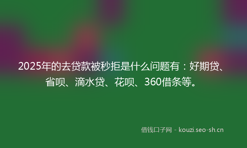 2025年的去贷款被秒拒是什么问题有：好期贷、省呗、滴水贷、花呗、360借条等。