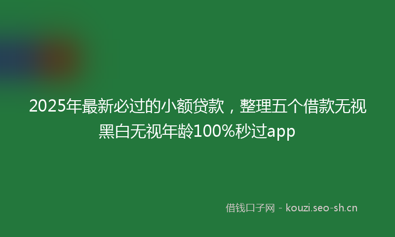 2025年最新必过的小额贷款，整理五个借款无视黑白无视年龄100%秒过app