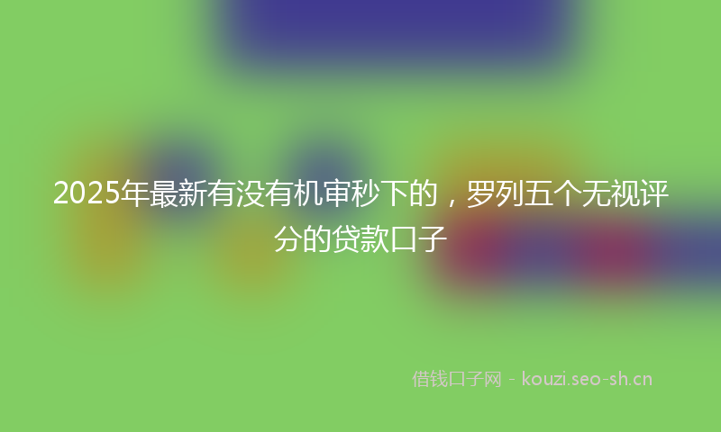 2025年最新有没有机审秒下的，罗列五个无视评分的贷款口子
