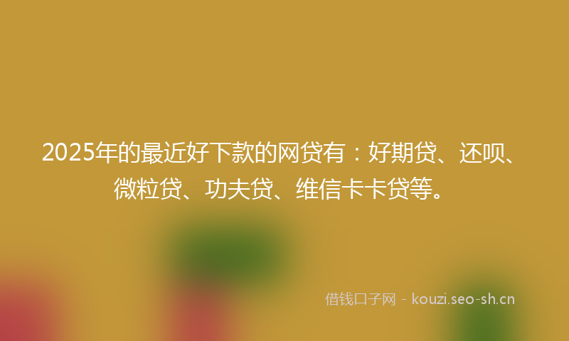 2025年的最近好下款的网贷有：好期贷、还呗、微粒贷、功夫贷、维信卡卡贷等。
