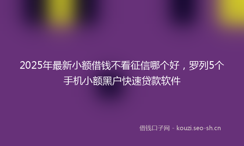 2025年最新小额借钱不看征信哪个好，罗列5个手机小额黑户快速贷款软件