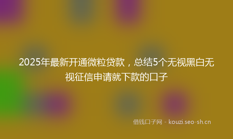 2025年最新开通微粒贷款，总结5个无视黑白无视征信申请就下款的口子