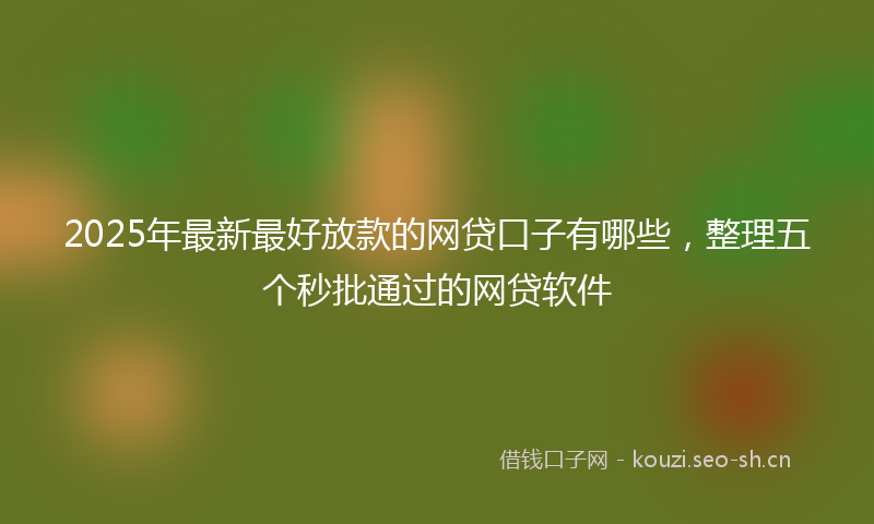 2025年最新最好放款的网贷口子有哪些，整理五个秒批通过的网贷软件