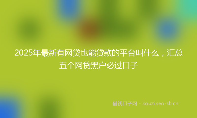 2025年最新有网贷也能贷款的平台叫什么，汇总五个网贷黑户必过口子