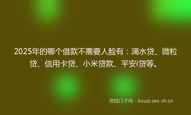 2025年的哪个借款不需要人脸有:滴水贷、微粒贷、信用卡贷、小米贷款、平安i贷等。