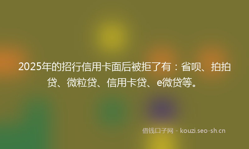 2025年的招行信用卡面后被拒了有：省呗、拍拍贷、微粒贷、信用卡贷、e微贷等。