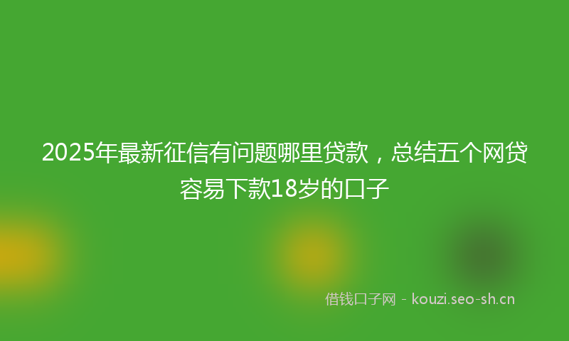 2025年最新征信有问题哪里贷款，总结五个网贷容易下款18岁的口子
