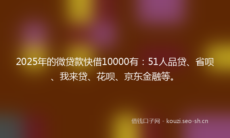 2025年的微贷款快借10000有：51人品贷、省呗、我来贷、花呗、京东金融等。