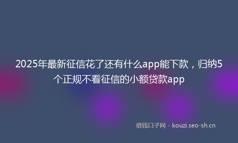 2025年最新征信花了还有什么app能下款，归纳5个正规不看征信的小额贷款app