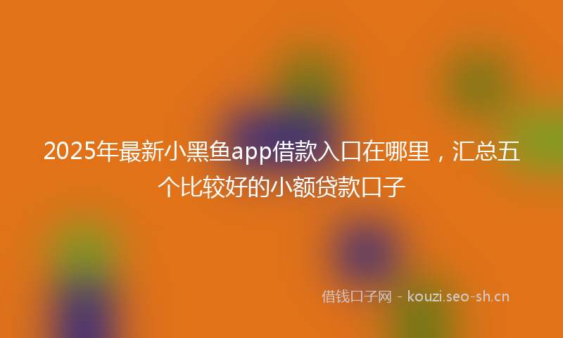 2025年最新小黑鱼app借款入口在哪里，汇总五个比较好的小额贷款口子