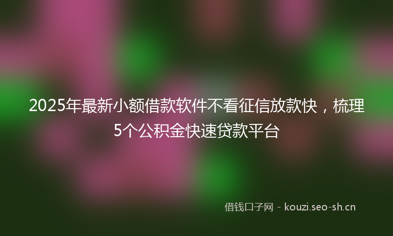 2025年最新小额借款软件不看征信放款快，梳理5个公积金快速贷款平台
