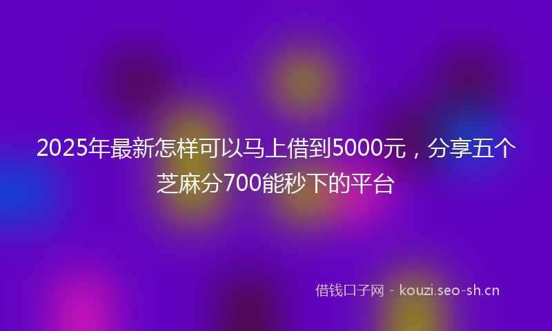 2025年最新怎样可以马上借到5000元，分享五个芝麻分700能秒下的平台