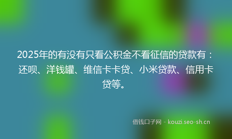 2025年的有没有只看公积金不看征信的贷款有：还呗、洋钱罐、维信卡卡贷、小米贷款、信用卡贷等。