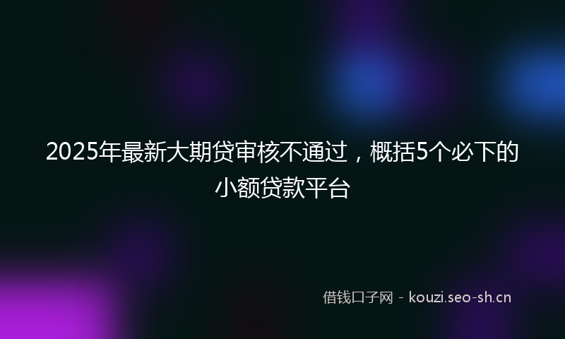 2025年最新大期贷审核不通过，概括5个必下的小额贷款平台