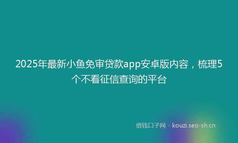 2025年最新小鱼免审贷款app安卓版内容，梳理5个不看征信查询的平台