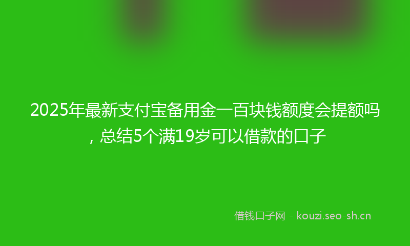 2025年最新支付宝备用金一百块钱额度会提额吗，总结5个满19岁可以借款的口子