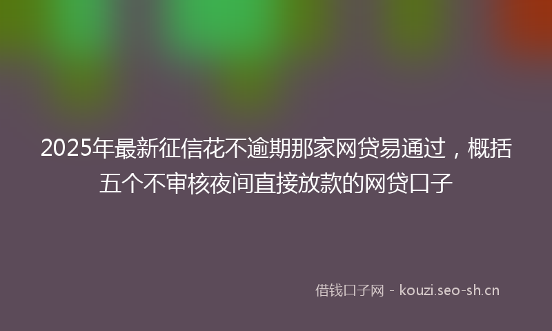 2025年最新征信花不逾期那家网贷易通过，概括五个不审核夜间直接放款的网贷口子