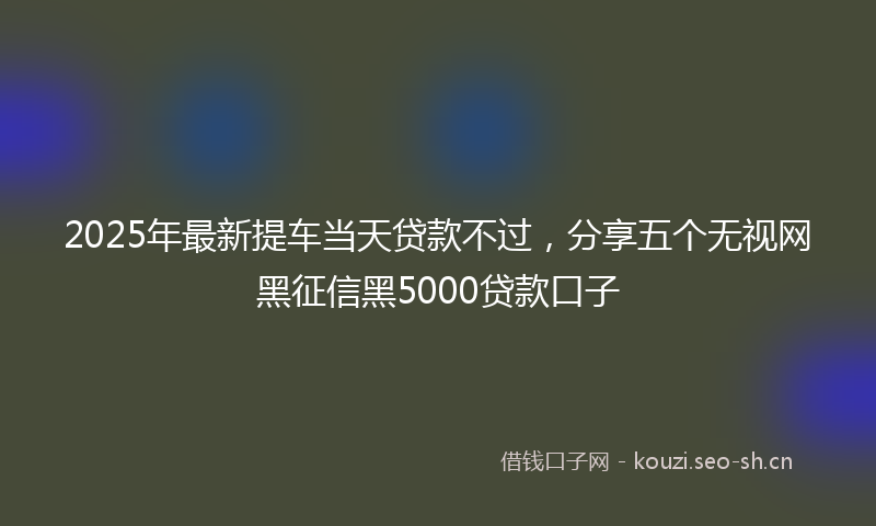 2025年最新提车当天贷款不过，分享五个无视网黑征信黑5000贷款口子