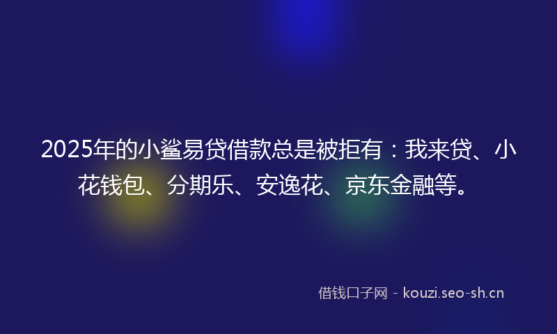 2025年的小鲨易贷借款总是被拒有：我来贷、小花钱包、分期乐、安逸花、京东金融等。