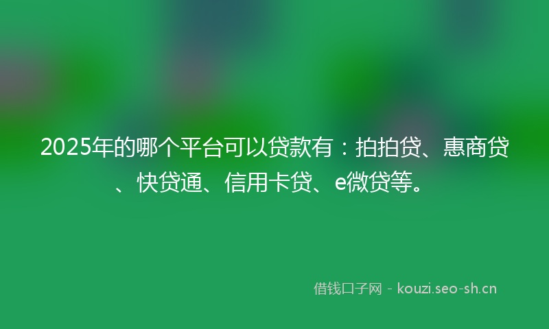 2025年的哪个平台可以贷款有：拍拍贷、惠商贷、快贷通、信用卡贷、e微贷等。