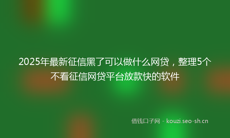 2025年最新征信黑了可以做什么网贷，整理5个不看征信网贷平台放款快的软件
