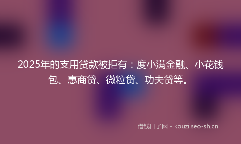2025年的支用贷款被拒有：度小满金融、小花钱包、惠商贷、微粒贷、功夫贷等。