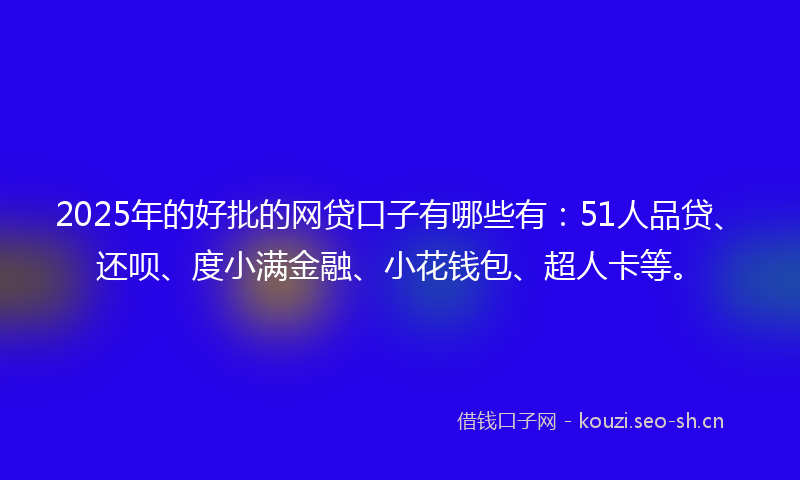 2025年的好批的网贷口子有哪些有:51人品贷、还呗、度小满金融、小花钱包、超人卡等。