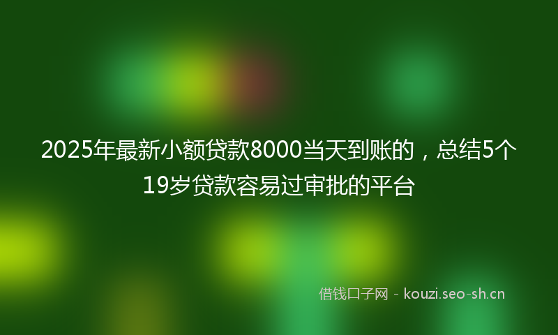 2025年最新小额贷款8000当天到账的，总结5个19岁贷款容易过审批的平台