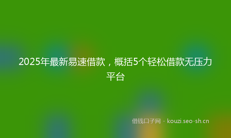 2025年最新易速借款，概括5个轻松借款无压力平台