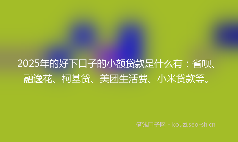 2025年的好下口子的小额贷款是什么有：省呗、融逸花、柯基贷、美团生活费、小米贷款等。
