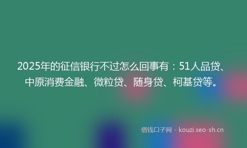 2025年的征信银行不过怎么回事有：51人品贷、中原消费金融、微粒贷、随身贷、柯基贷等。