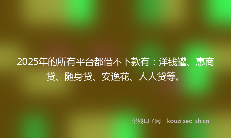 2025年的所有平台都借不下款有：洋钱罐、惠商贷、随身贷、安逸花、人人贷等。