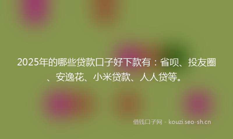 2025年的哪些贷款口子好下款有：省呗、投友圈、安逸花、小米贷款、人人贷等。
